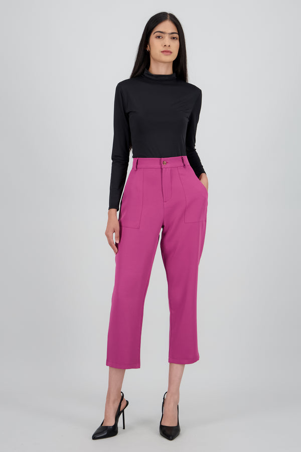 Pantalón Cintura Alta Capri Bolsas