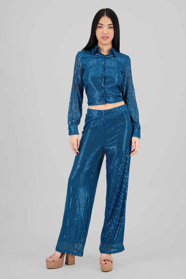 Pantalon amplio brillos