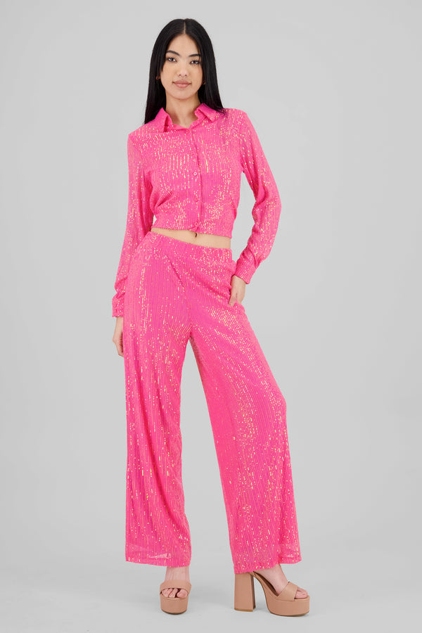 Pantalon amplio brillos