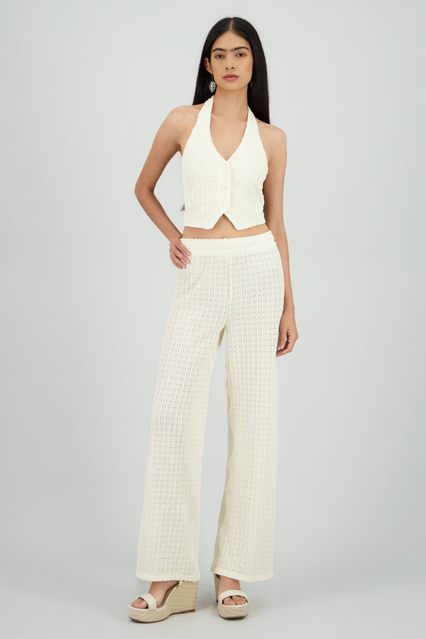 Pantalon textura recto resorte