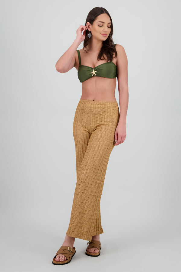 Pantalon textura recto resorte