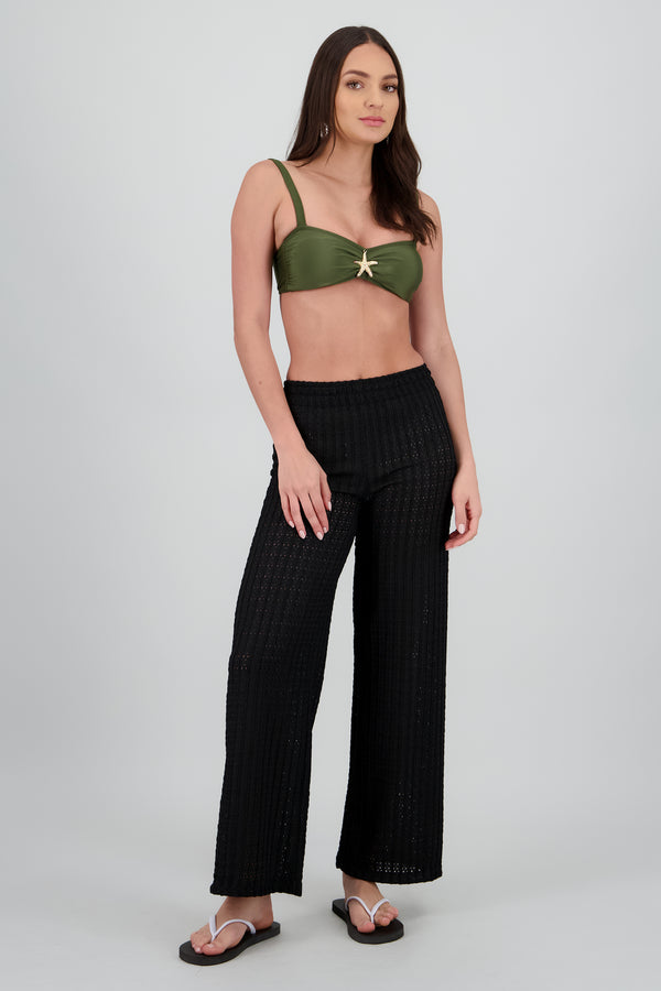 Pantalon textura recto resorte
